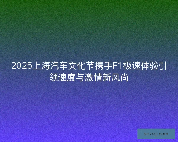 2025上海汽车文化节携手F1极速体验引领速度与激情新风尚