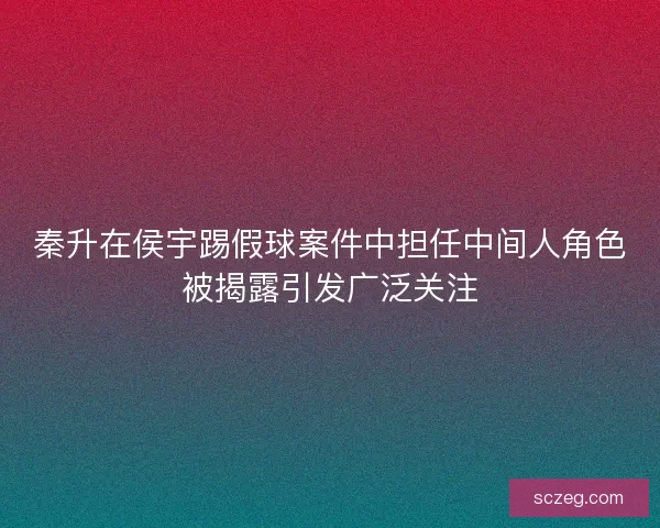 秦升在侯宇踢假球案件中担任中间人角色被揭露引发广泛关注